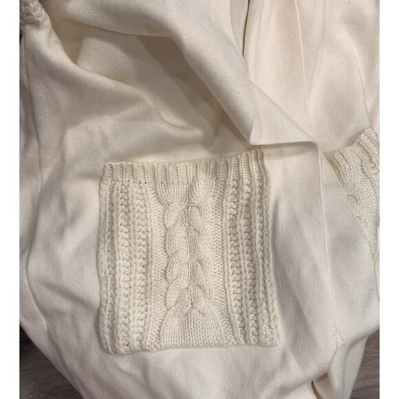 Zara Long Knit Cardigan Sweater Coatigan Off White Cream Women’s Size L Pockets - Picture 9 of 10